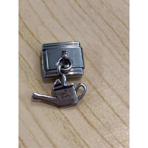 .925 Sterling Silver Garden Watering Can Italian Charm #garden